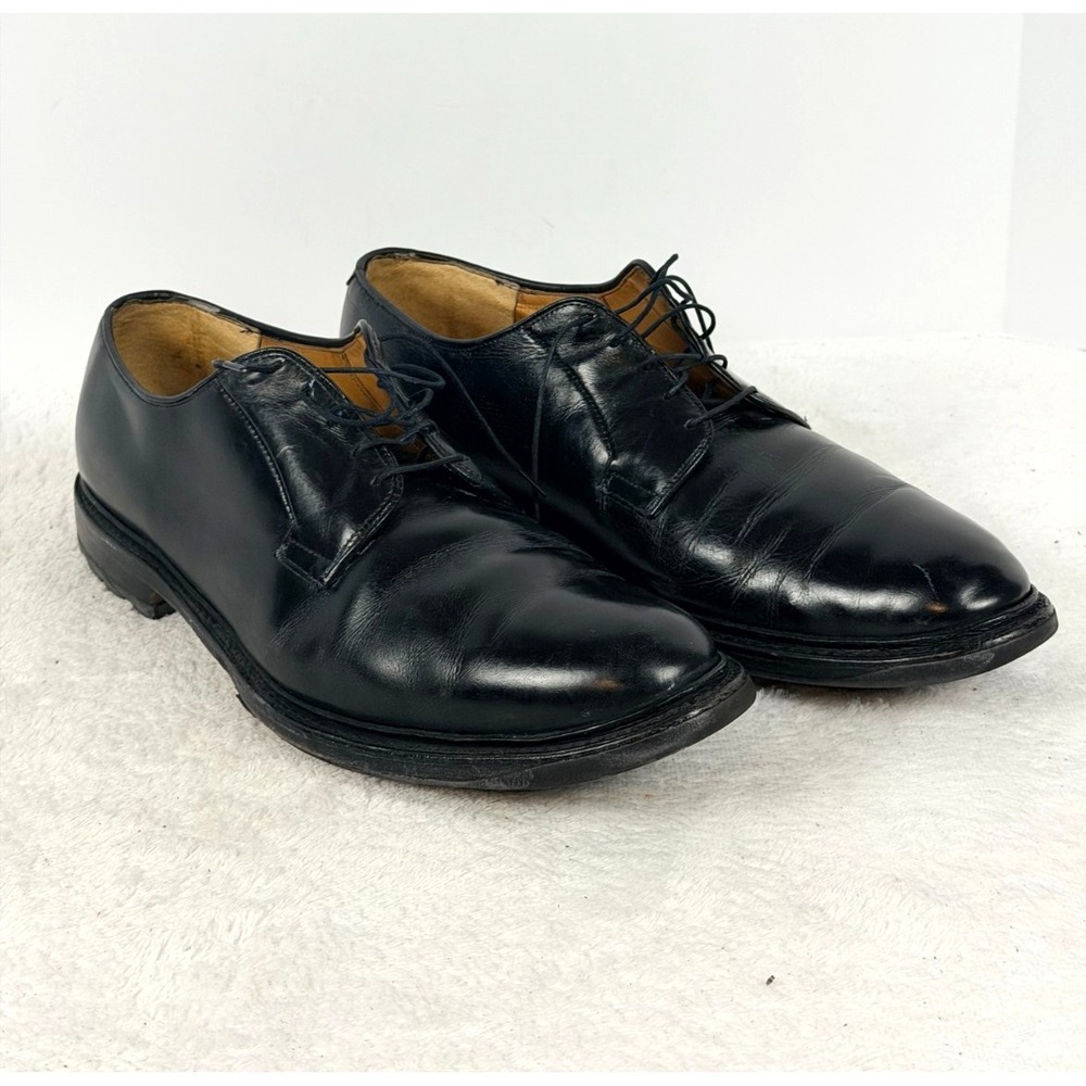Nettleton Black Leather Plain Toe Derby Dress Shoes Men's 13 C Vintage USA
